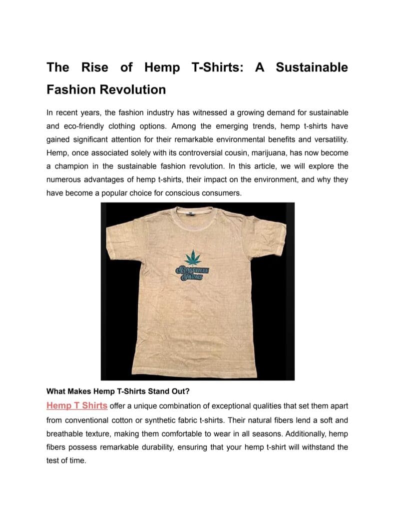 The Integration of Hemp Clothing within the Slow Fashion Movement